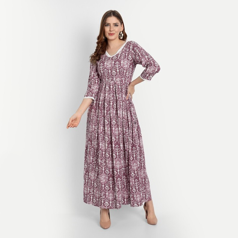 Ethnic Motifs V-neck Maxi Dress